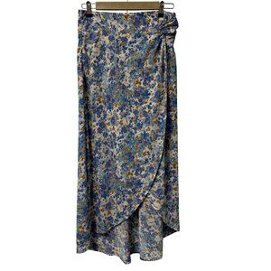 LUSH SKIRT WATERCOLOR PASTEL FLORAL SIZE M FAUX WRAP FLOWY LIGHTWEIGHT SOFT GIRL
